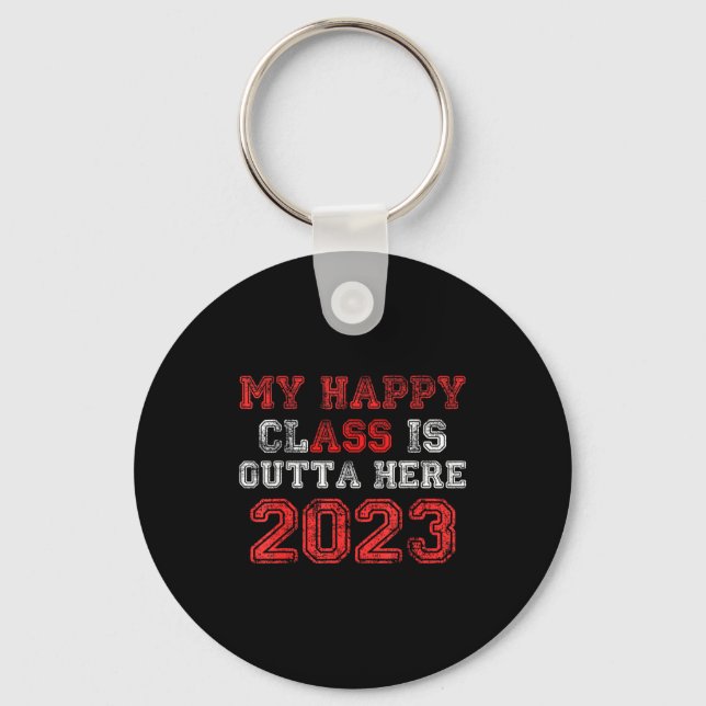 Glad klass är ute härifrån 2023 t-shirt rolig nyckelring (Framsida)