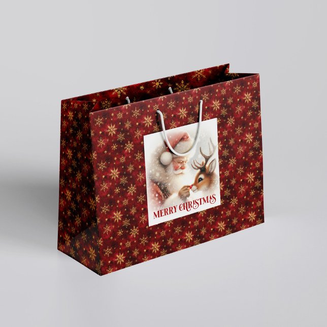 Glad Klassisk Tomte Rudolf Julpåse (Merry Classic Santa Claus Rudolph Christmas Bag)