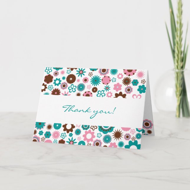 Glad kort med blommor för tack (Framsida)