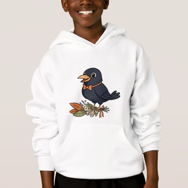 Glad Kråka med Fläskband & Höstbukett T Shirt (Framsida)