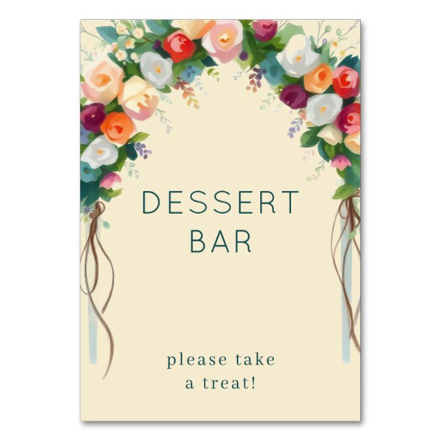 Glad Kräm Blommig Båge Bordsnummer (Framsidan)