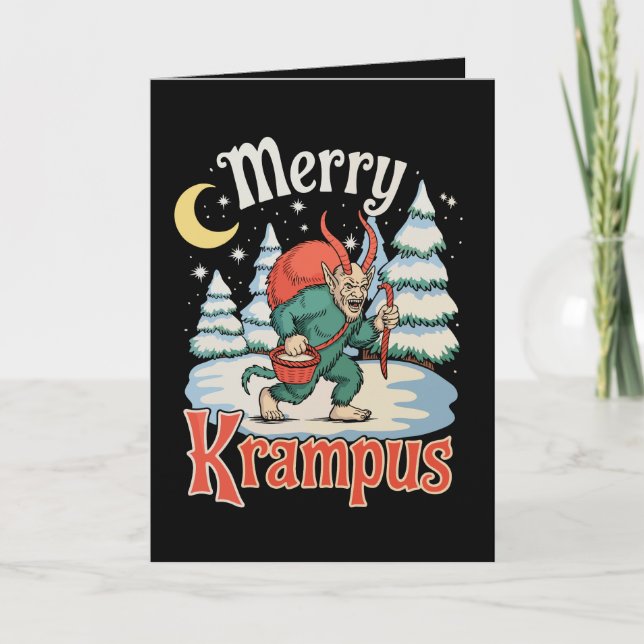 Glad Krampus Folklore Jul Skräck Jul Helgkort (Framsida)