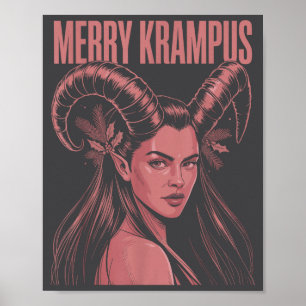 Glad Krampus Ironisk Lilith Jul Mörk Femininitet Poster