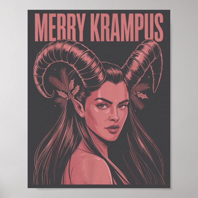 Glad Krampus Ironisk Lilith Jul Mörk Femininitet Poster (Framsidan)