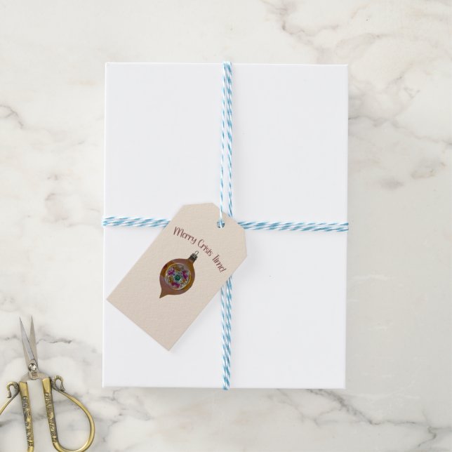 Glad KrisTid – Vintage Modern Jul Presentetikett (Med Snöre)