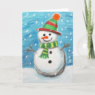 Glad krita snömannen julkort kort