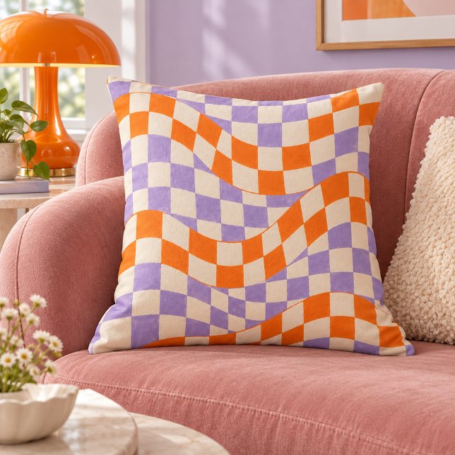 Glad Kryss Vrid Kastkudde Kudde (16 inch cotton throw pillow. Same flat printed design both sides. Styled scene; props not included.)