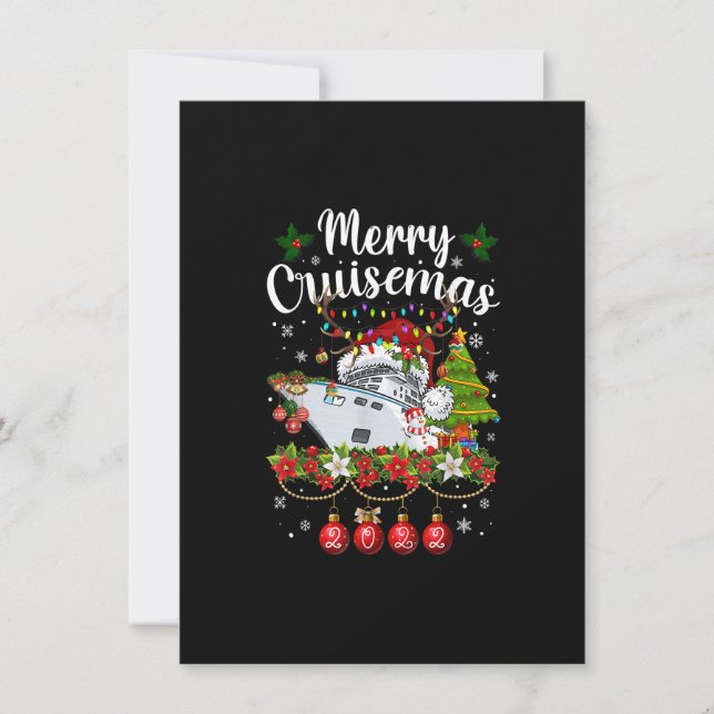 Glad Kryssmas 2022 Kryss Tomte Hatt Ren Xma Inbjudningar (Framsida)