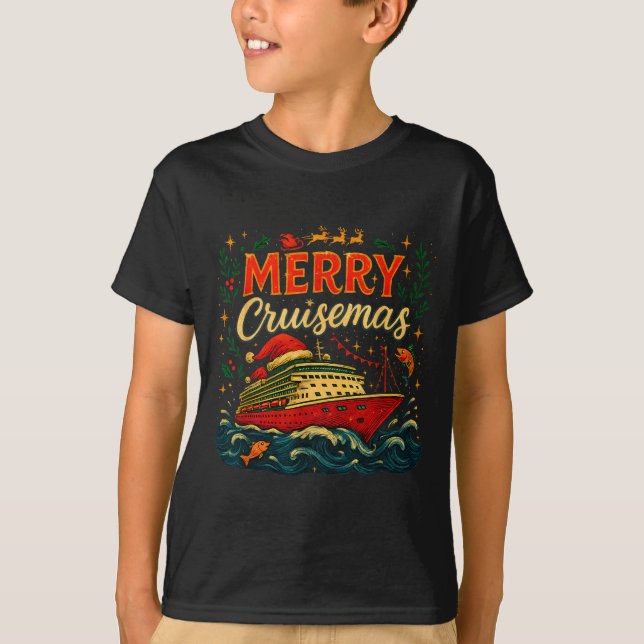 Glad Kryssmas Roligt Julkryssningsfirande  T Shirt (Framsida)