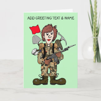 Glad kvinnlig soldat kort