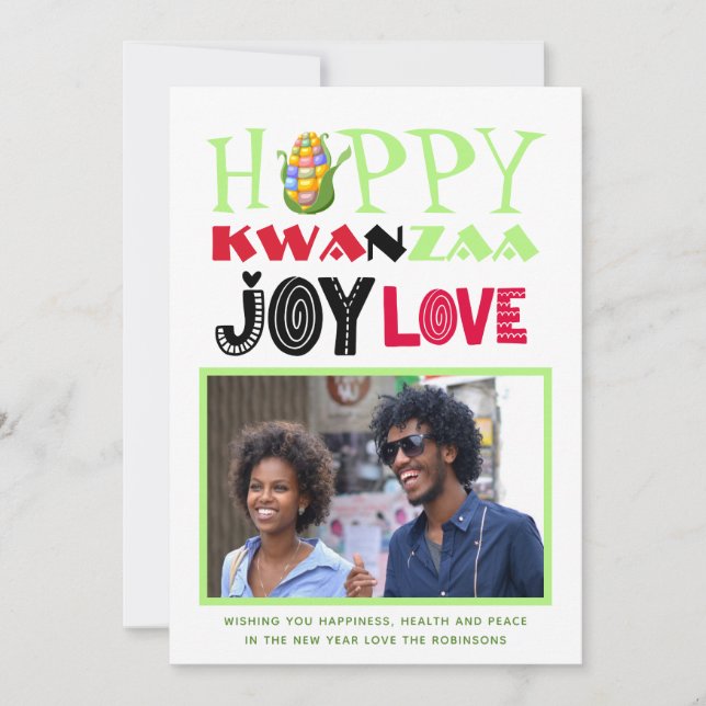 Glad Kwanzaa Foto Välkomstkort Kärlek Glädje Fred Julkort (Framsida)