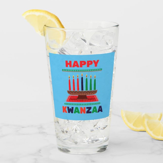 Glad Kwanzaa Kinara Glaskopp (Framsida Ice)