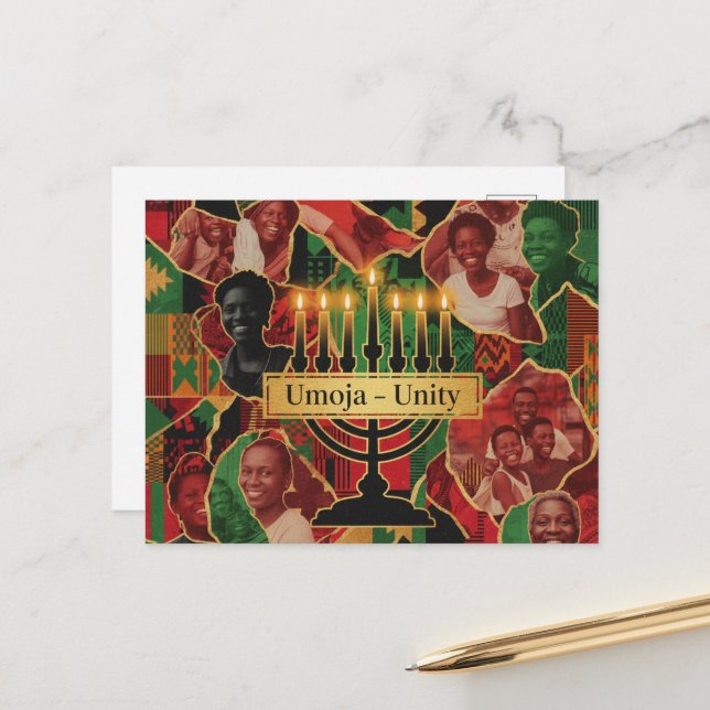 Glad Kwanzaa Kinara Postkort Vykort (Fram/Back In Situ)