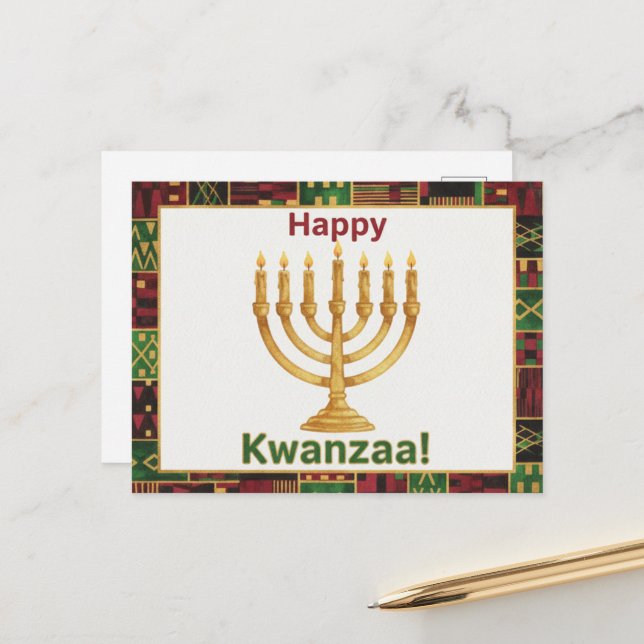 Glad Kwanzaa Kinara Postkort Vykort (Fram/Back In Situ)