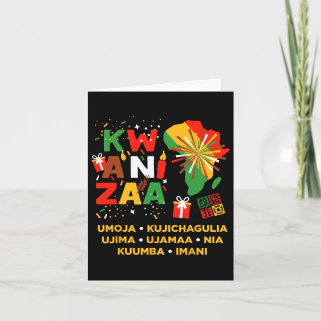 Glad Kwanzaa Kinara Sju Ljus Principer För K Kort (Framsida)