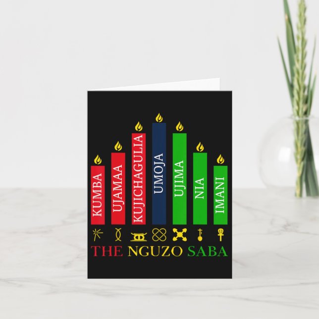 Glad Kwanzaa Kinara Sju Ljus Principer För K Kort (Framsida)