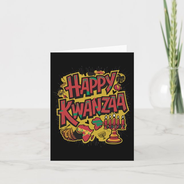 Glad Kwanzaa Kinara Sju Ljus Principer För K Kort (Framsida)
