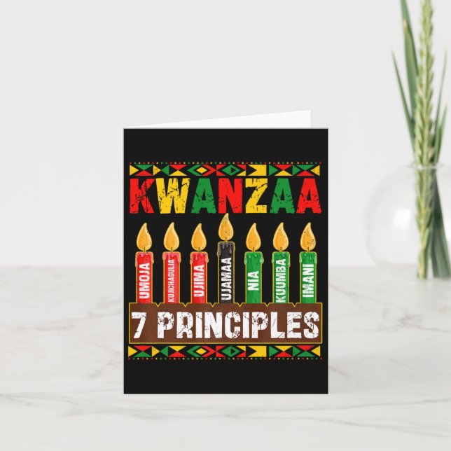 Glad Kwanzaa Kinara Sju Principer Ljus Panna  Kort (Framsida)