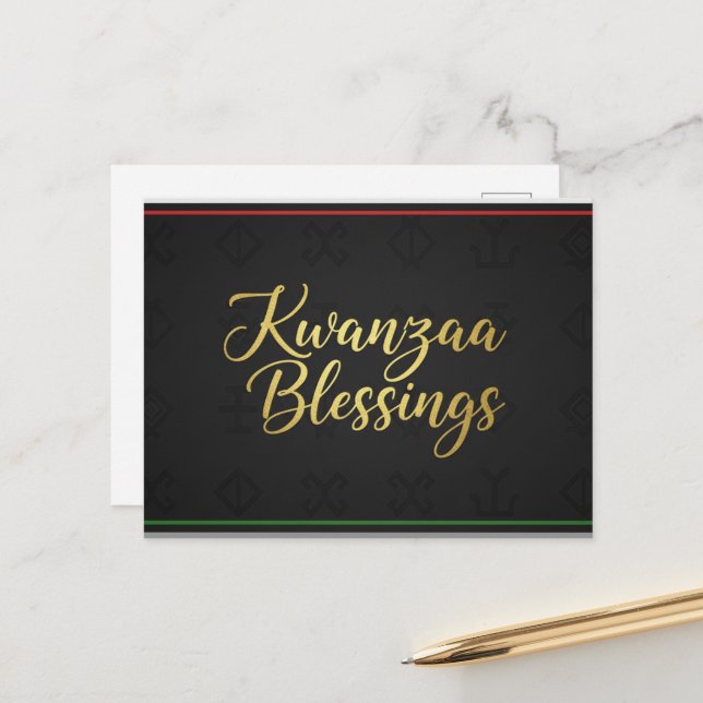Glad Kwanzaa Kinara vykort (Fram/Back In Situ)
