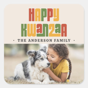 Glad Kwanzaa röd grön gul foto Fyrkantigt Klistermärke