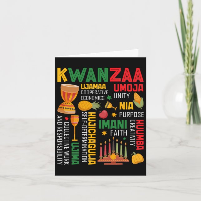 Glad Kwanzaa Sju Principer För Kwanzaa Män Kvinnor Kort (Framsida)