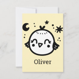 Glad Kyckling - Kawaii Fågel Linje Konst Tack Kort