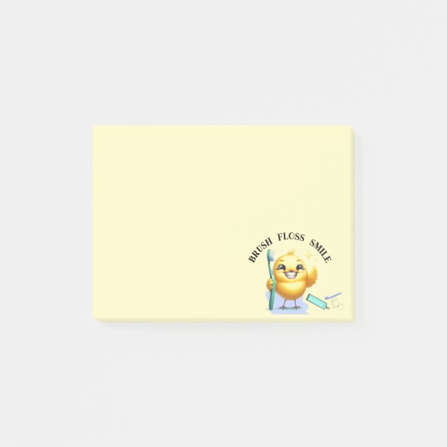 Glad kyckling med tandläkarslagord post-it block (Framsida)