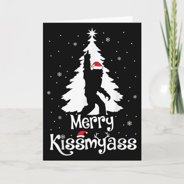 Glad Kyssamin Roliga Bigfoot Yeti Sasquatch Jul Kort (Framsida)