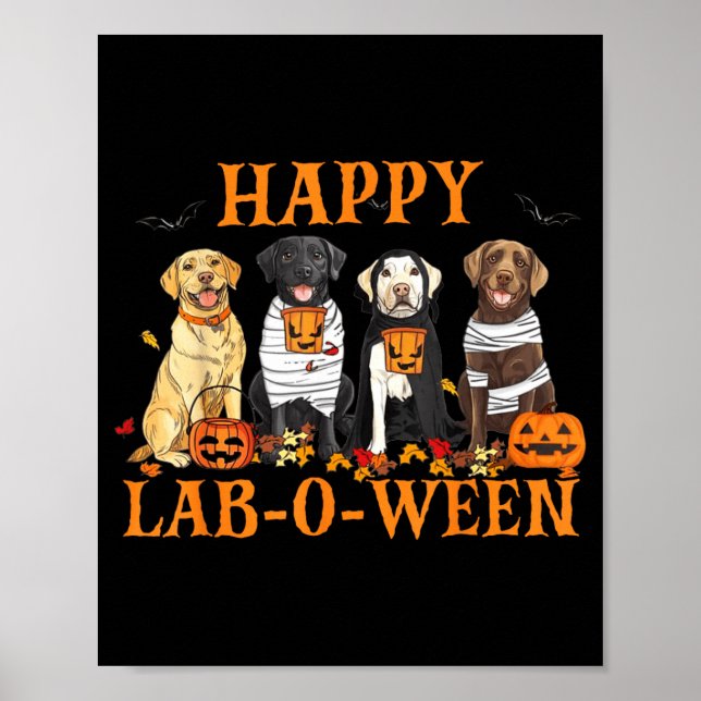 Glad Lab-O-Ween Labrador Halloween-säsong Hund Poster (Framsidan)