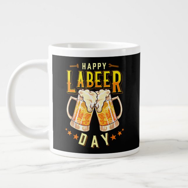 Glad Labeer Dag Rolig Labor Day Jumbo Mugg (Vänster)