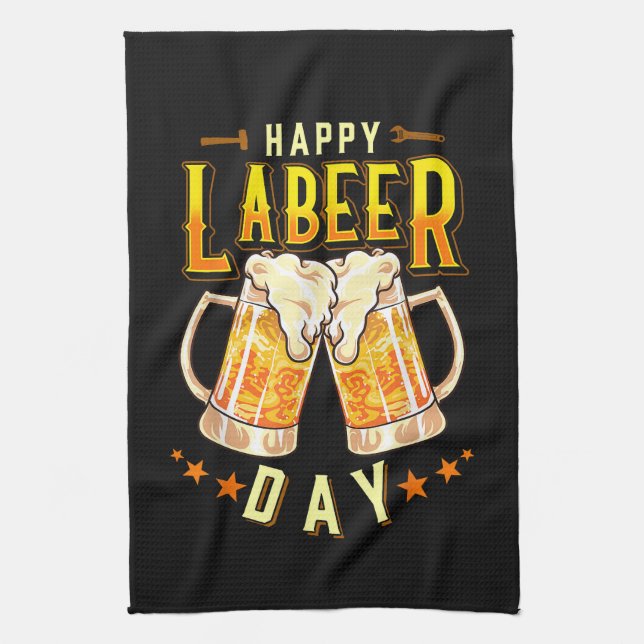 Glad Labeer-dagen Rolig Labor Day Kökshandduk (Vertikal)