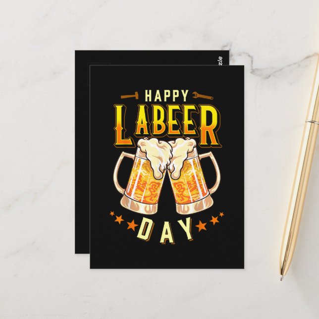 Glad Labeer-dagen Rolig Labor Day Vykort (Fram/Back In Situ)