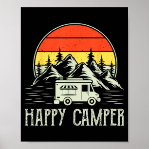 Glad lägerbarn pojke rolig vintage campingbil poster