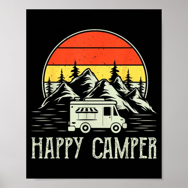 Glad lägerbarn pojke rolig vintage campingbil poster (Framsidan)