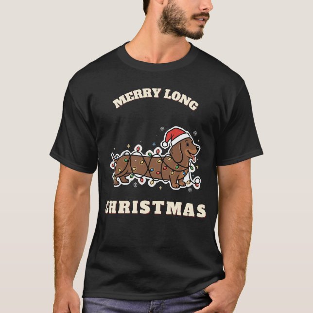 Glad Lång Jul Tröja – Rolig Dachshund (Framsida)
