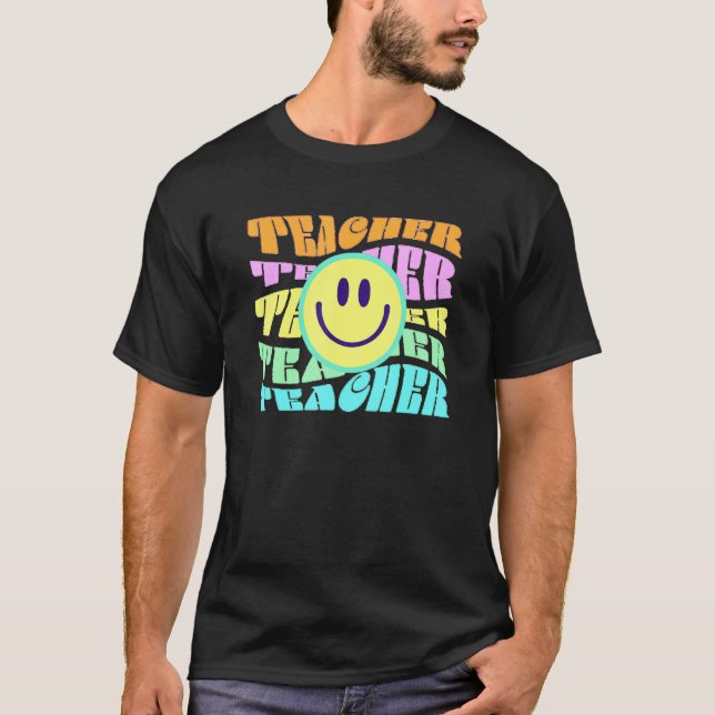 Glad lärardag Retro lärare Färgglada Elementar T Shirt (Framsida)