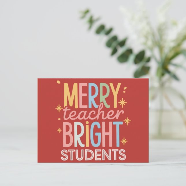 Glad Lärare Ljus Studenter Jul Roligt Xmas Helg Vykort (Stående Fram)