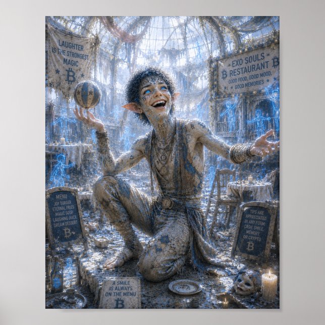 Glad Latter / Cirkusakrobat / Restaurang Poster (Framsidan)
