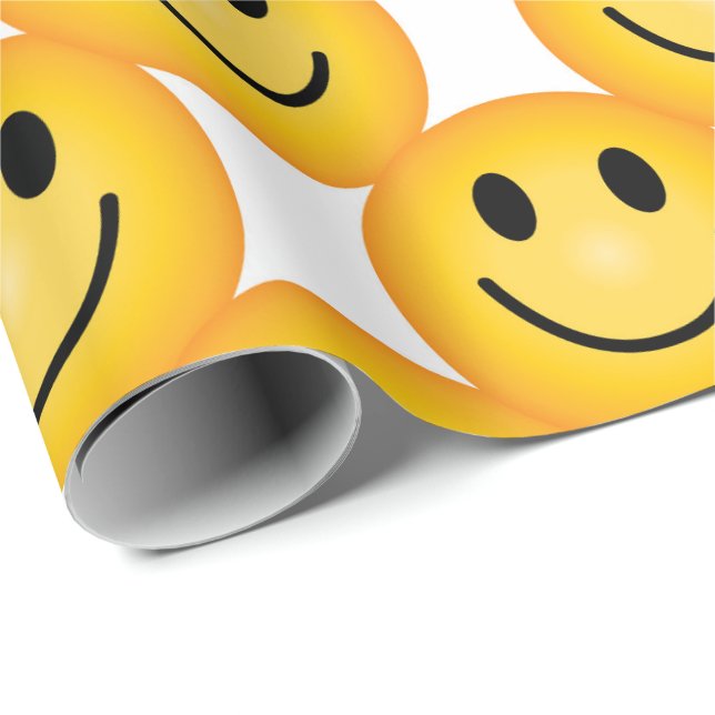 Glad leende ansikte Emoji Tryckt presentpapper (Rullad Hörn)