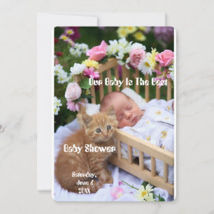 Glad leende baby & lycklig kattunge-vibbar inbjudningar