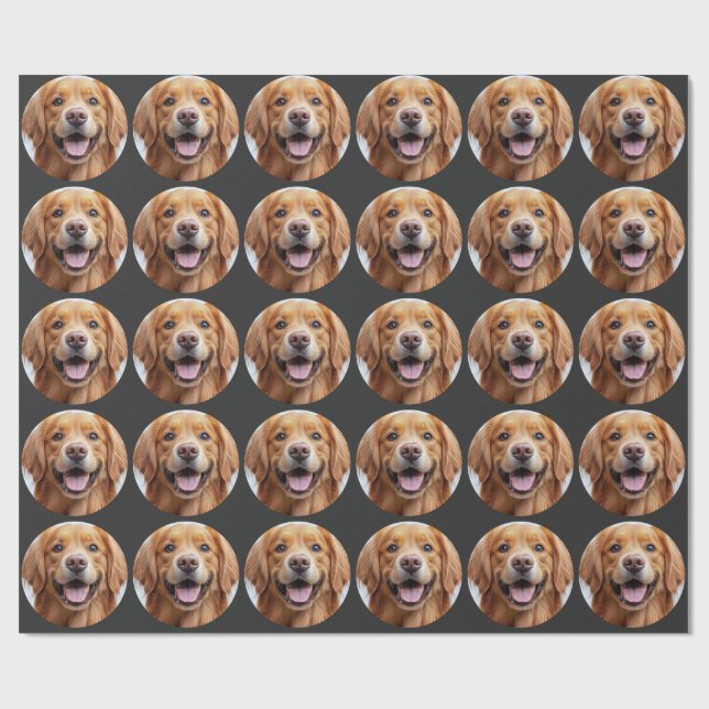 Glad leende golden retriever presentpapper (Platt)