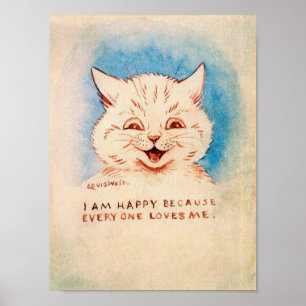 Glad leende katt, Louis Wain Poster