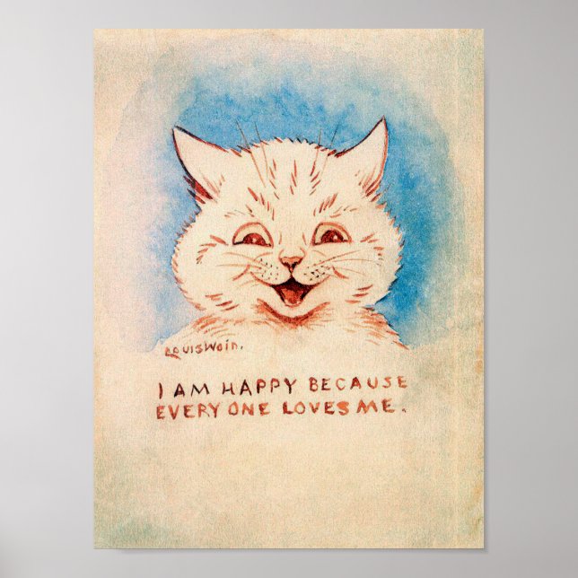 Glad leende katt, Louis Wain Poster (Framsidan)