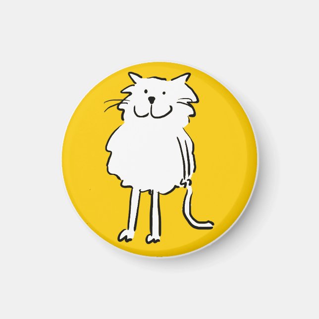 Glad leende katt som en rolig serieillustration magnet (Framsidan)