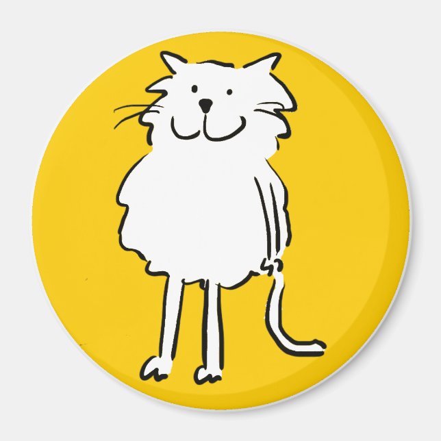 Glad leende katt som en rolig tecknad illustration magnet (Framsidan)