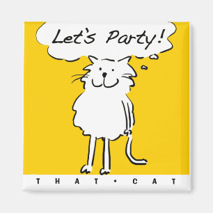 Glad leende katt som en rolig tecknad illustration magnet