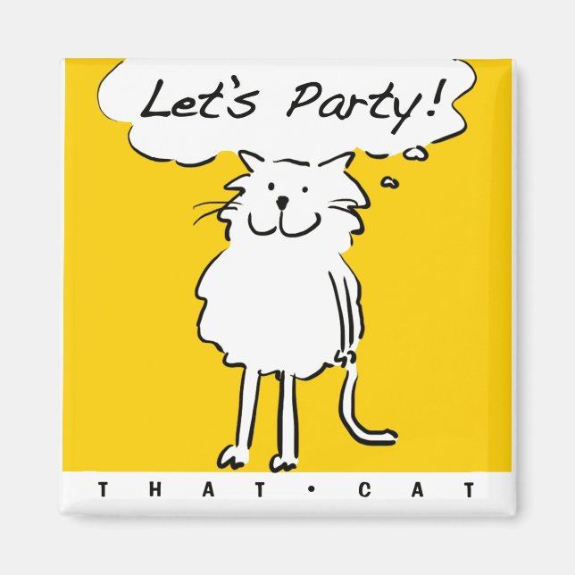 Glad leende katt som en rolig tecknad illustration magnet (Framsidan)