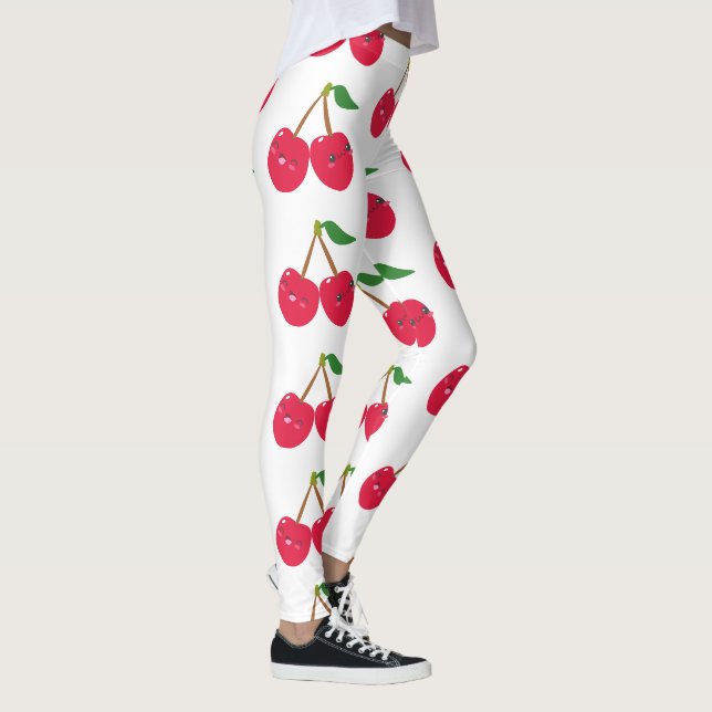 Glad Leende Kawaii Körsbärsfrukt Leggings (Höger)
