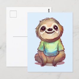 Glad leende sengångare sittande avslappnad vykort