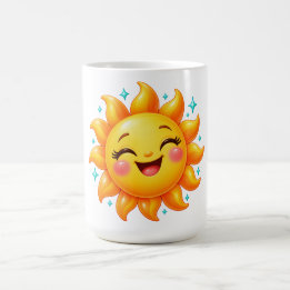 Glad leende solsken med turkosa stjärnor kaffemugg